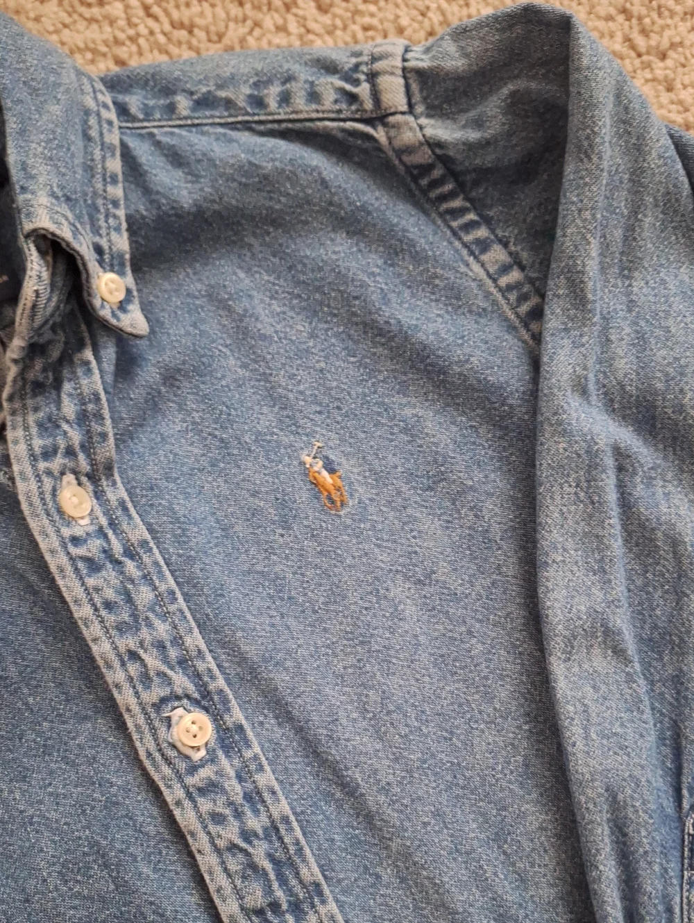 Ralph Lauren Blue Denim  Kids Denim Button-Down Shirt Size 5